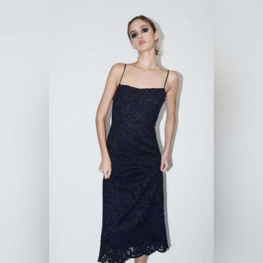 Zara navy lace dress